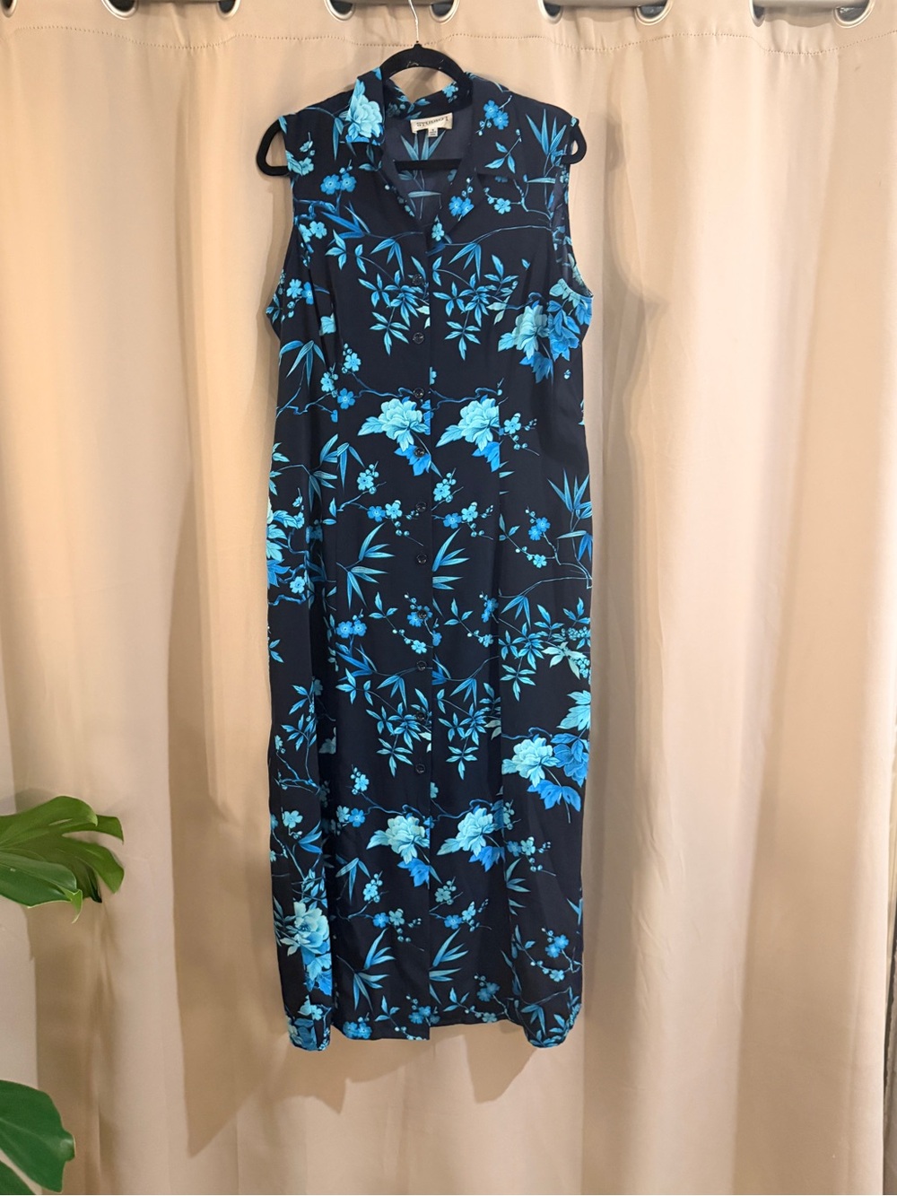Studio I Navy Maxi Dress with Bright Blue Floral Print